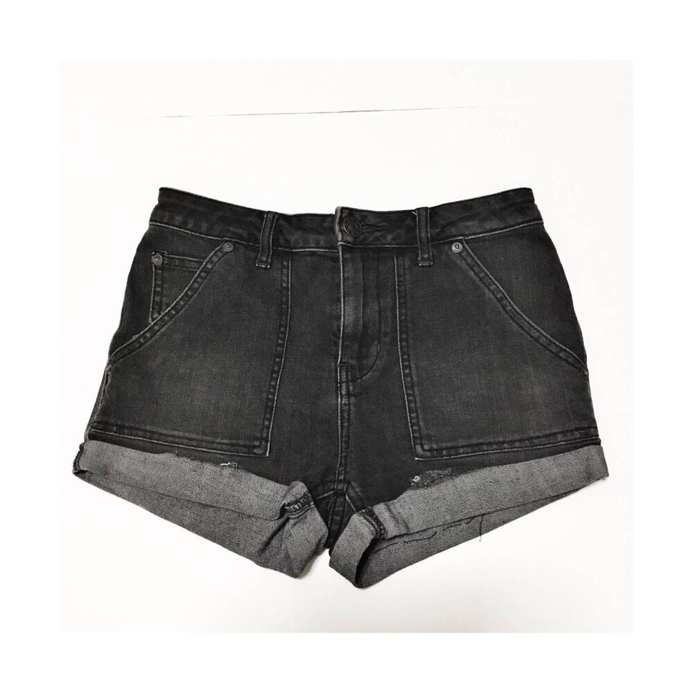 Free People Cutoff Black Raw Hem Shorts